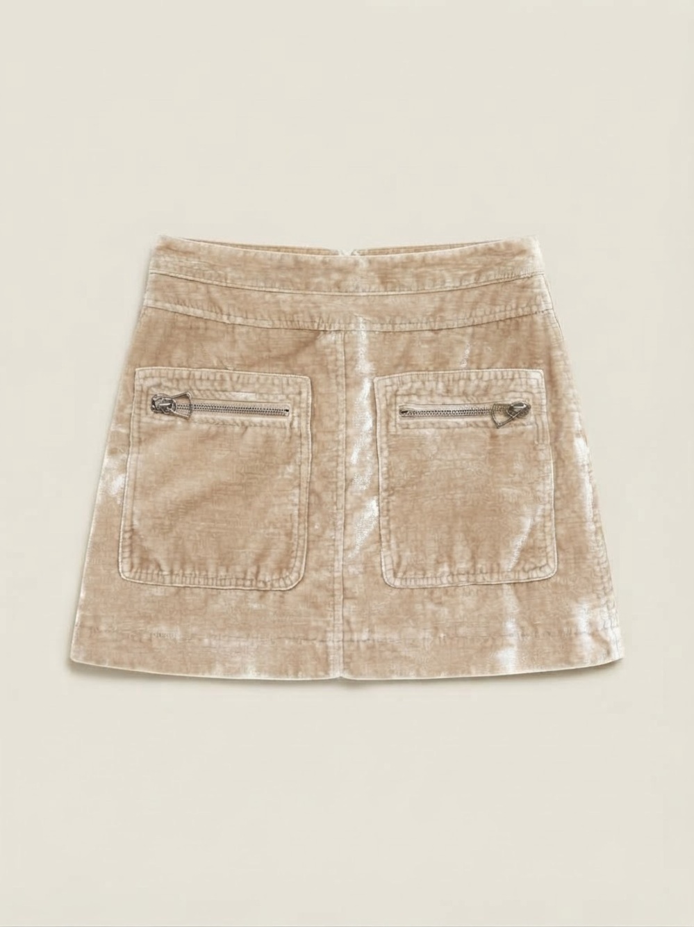 Tan Velvet Mini Skirt